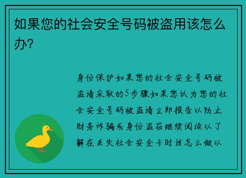如果您的社会安全号码被盗用该怎么办？