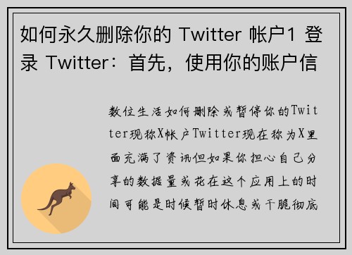 如何永久删除你的 Twitter 帐户1 登录 Twitter：首先，使用你的账户信息